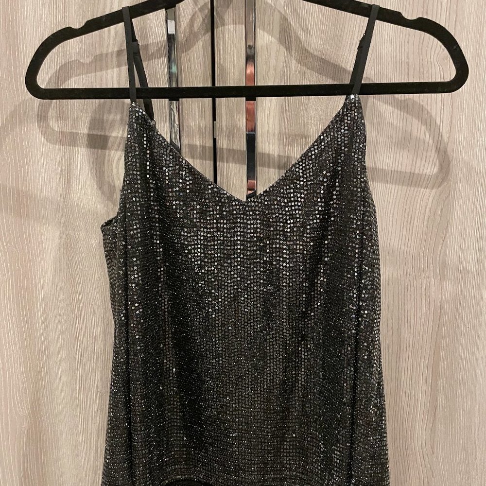 Gilli Sequin Tank in Black & Silver - Small